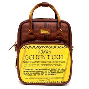 4100 Warner Bros. Movies Bag, Crossbody, Willy Wonka Golden Ticket Text